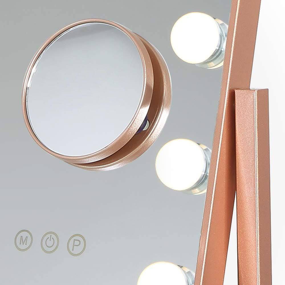 Spegill með 6 Led peru ljósum (Rose Gold) - Daría
