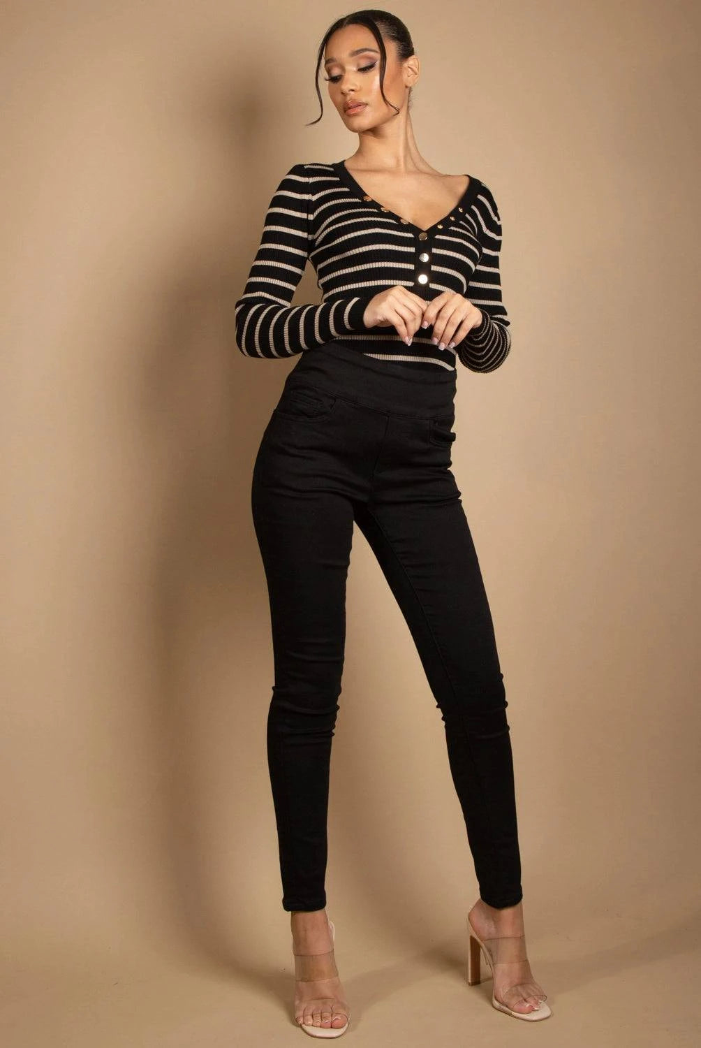 Svartar háar galla leggings - Daría