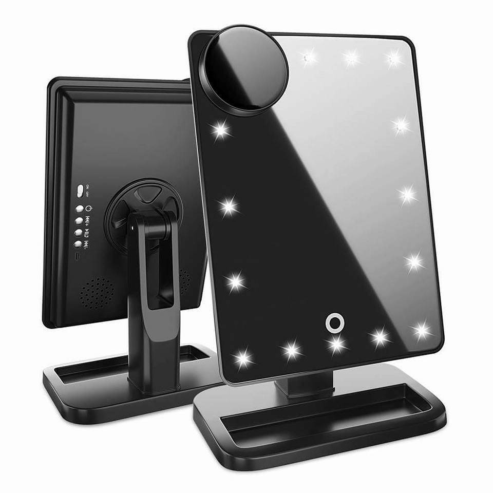 Spegill með Led Ljósum, Bluetooth og hátalarar (Black) - Daría