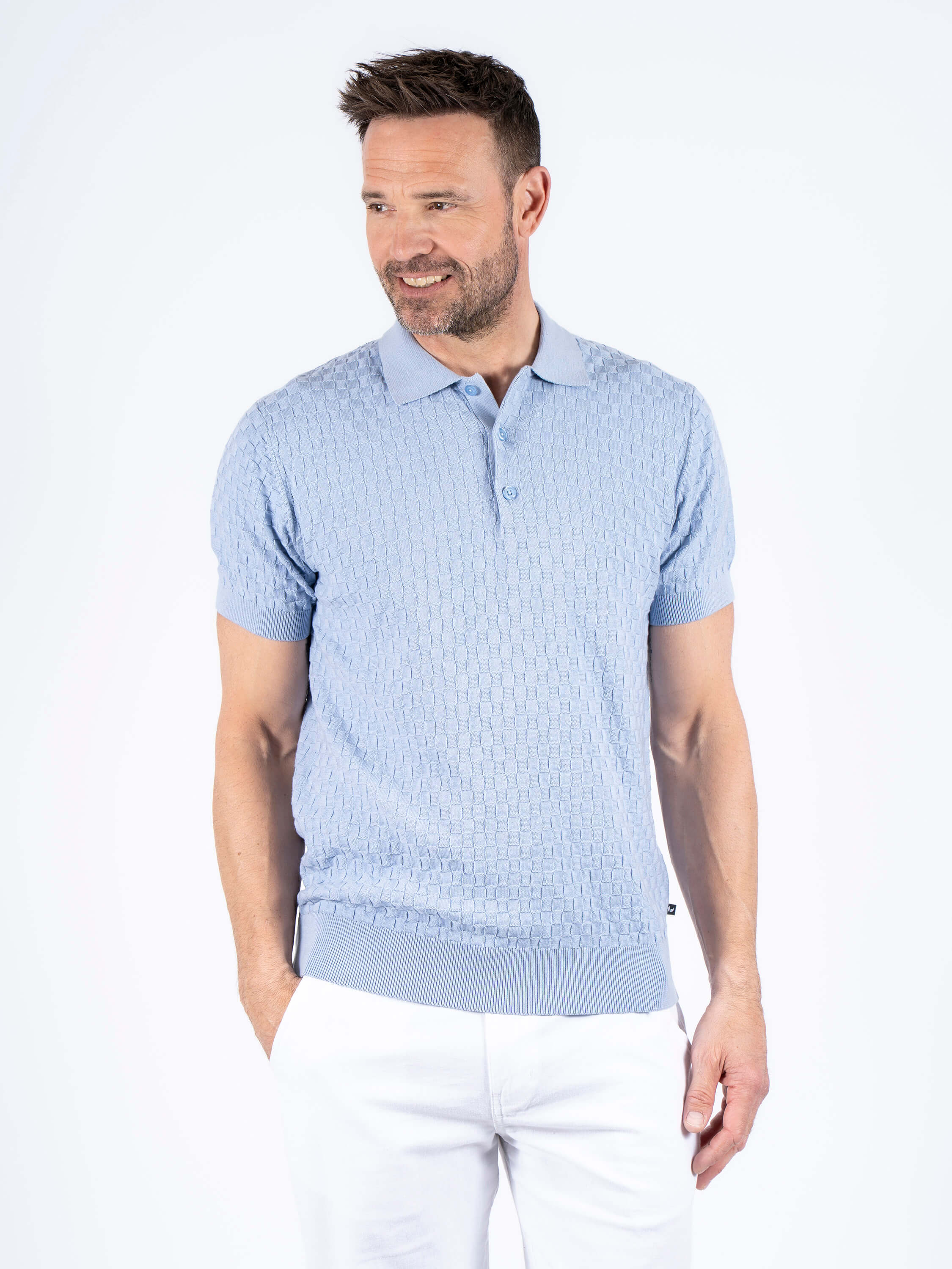 Charly prjónaður polobolur - ljósblár - Daría