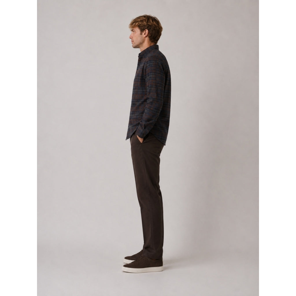 ESKE KÖFLÓTT FLANNEL SKYRTA - Dark brown/Grey melange