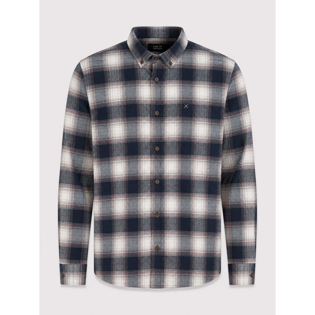 ESKE KÖFLÓTT FLANNEL SKYRTA - Ecru/Dark navy