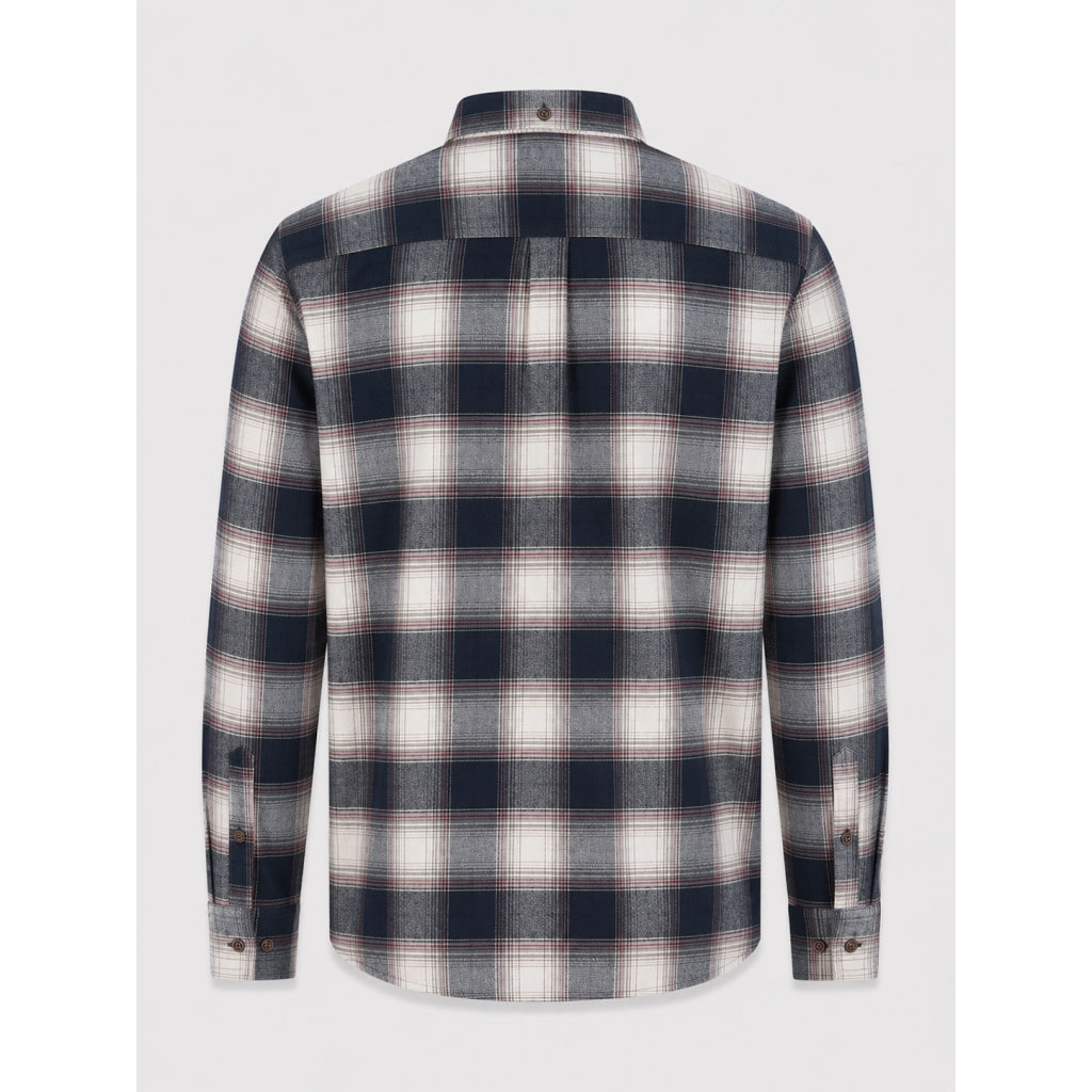 ESKE KÖFLÓTT FLANNEL SKYRTA - Ecru/Dark navy