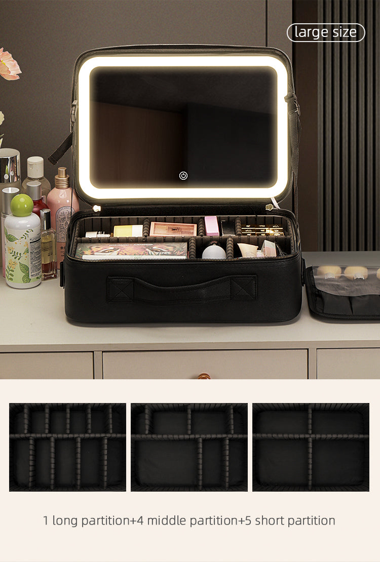 Förðunartaska með Led spegli - Stór