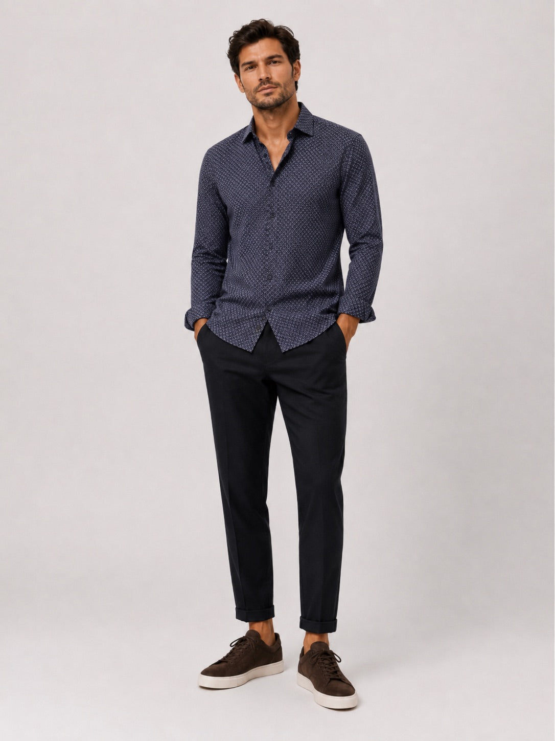 FORMAL AOP STRETCH skyrta - Navy
