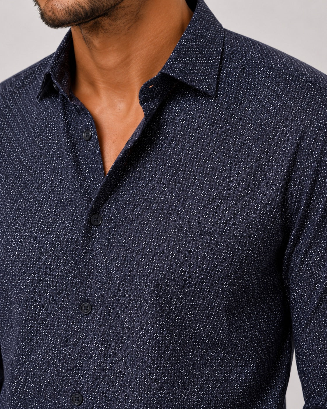 FORMAL AOP STRETCH skyrta - Navy