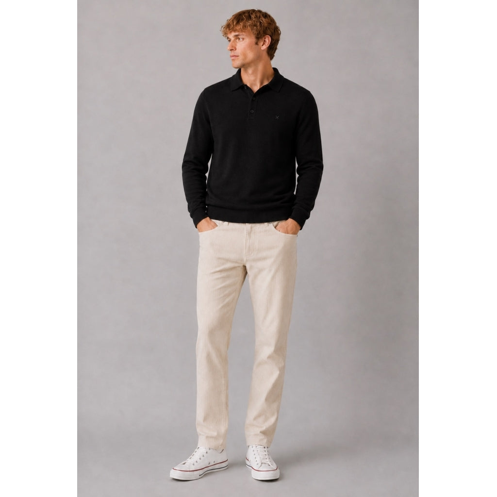 Merino Polo Knit - Svartur