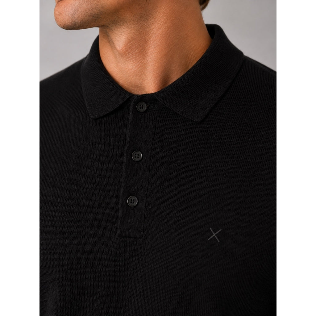 Merino Polo Knit - Svartur