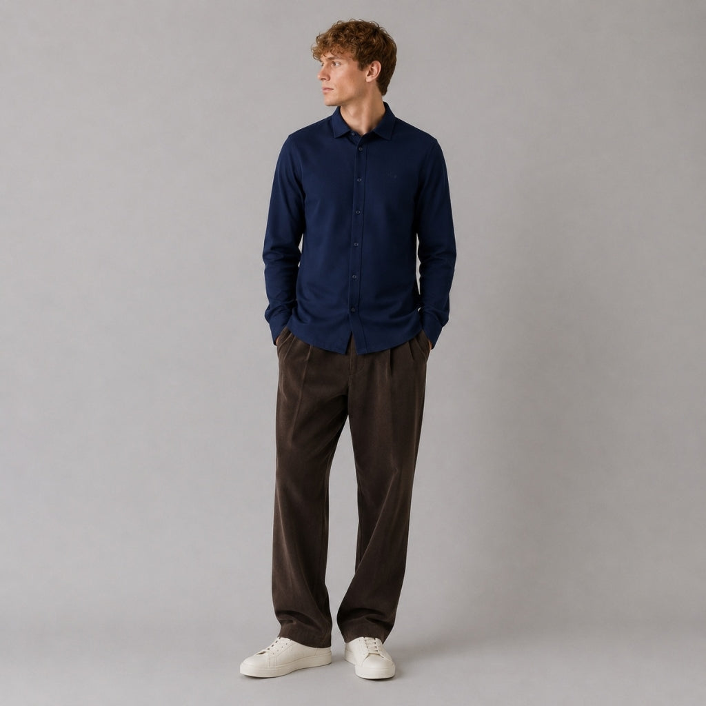 Emil stretch shirt - Navy blá