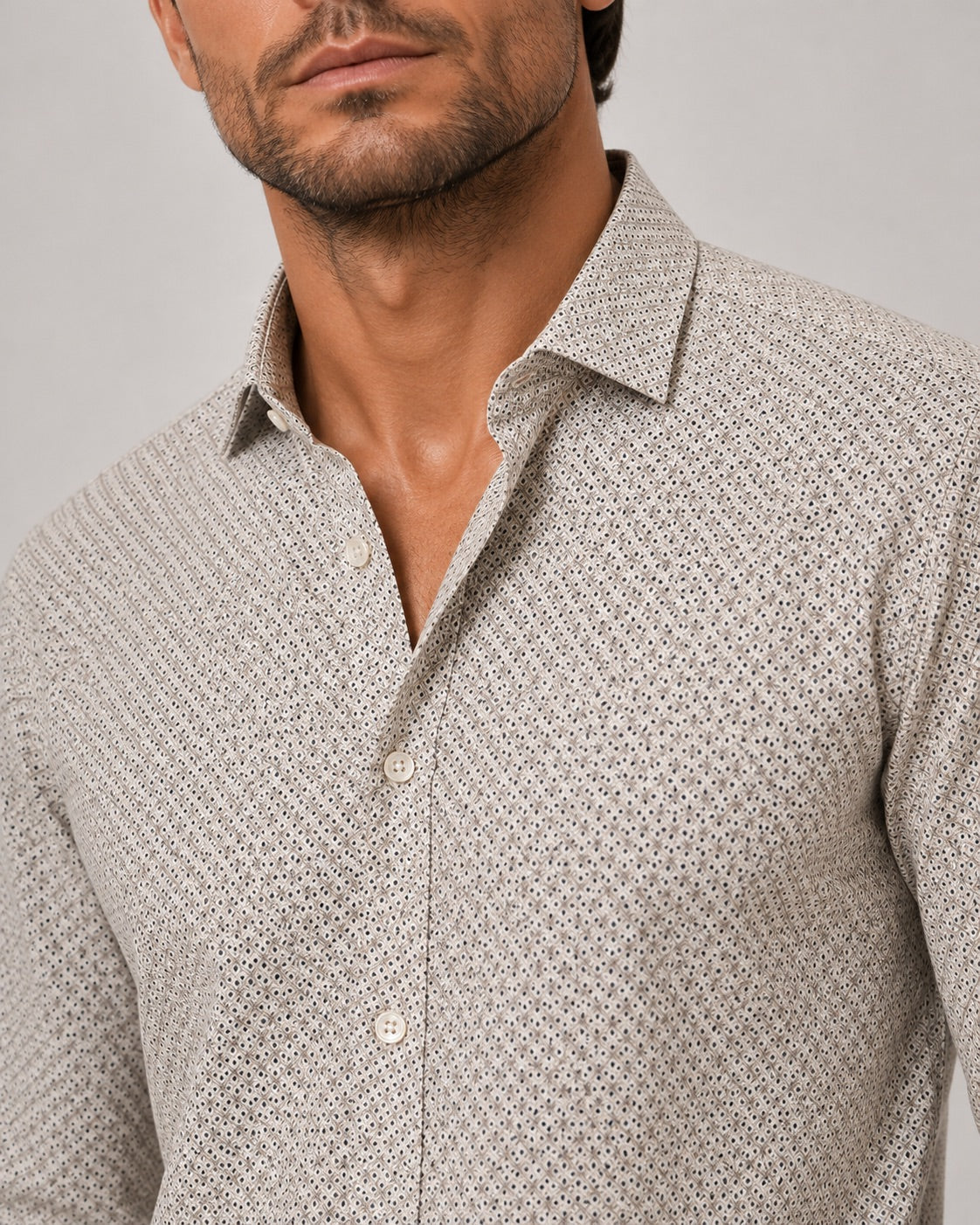 FORMAL AOP STRETCH skyrta - Beige