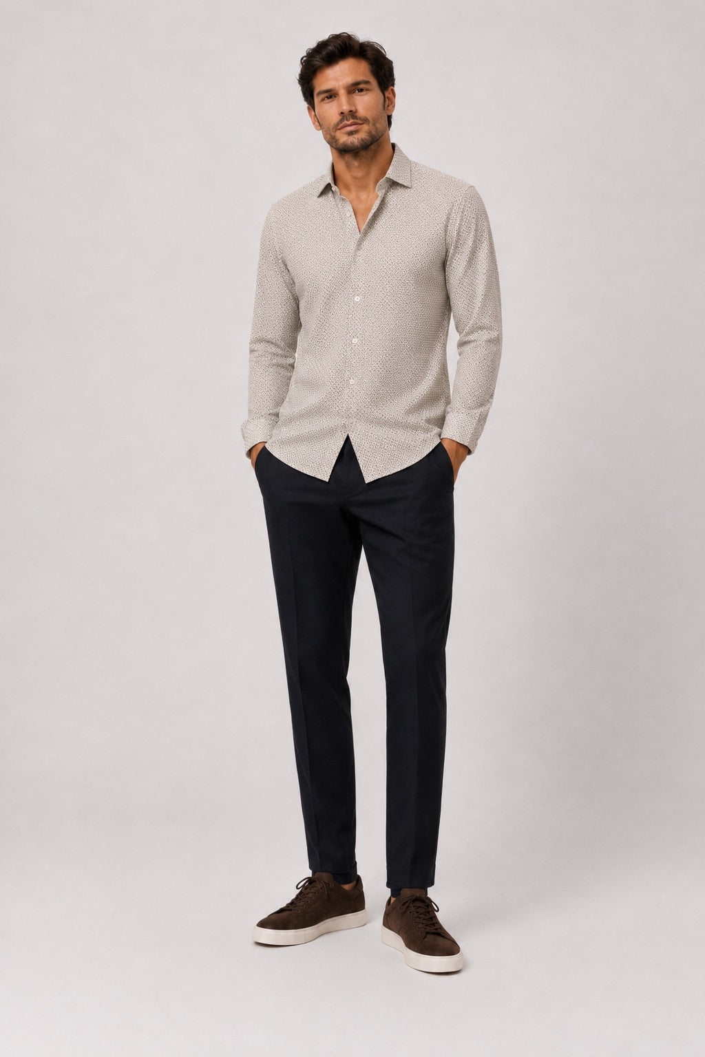 FORMAL AOP STRETCH skyrta - Beige