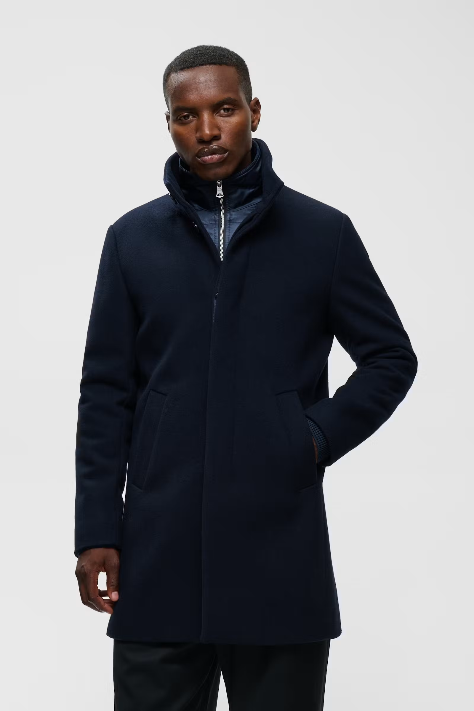 Matinique Harvey Classic ullarfrakki - Navy blár