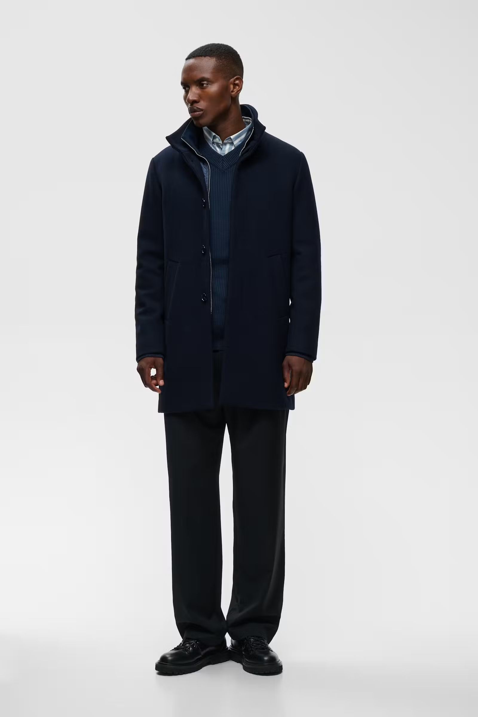 Matinique Harvey Classic ullarfrakki - Navy blár