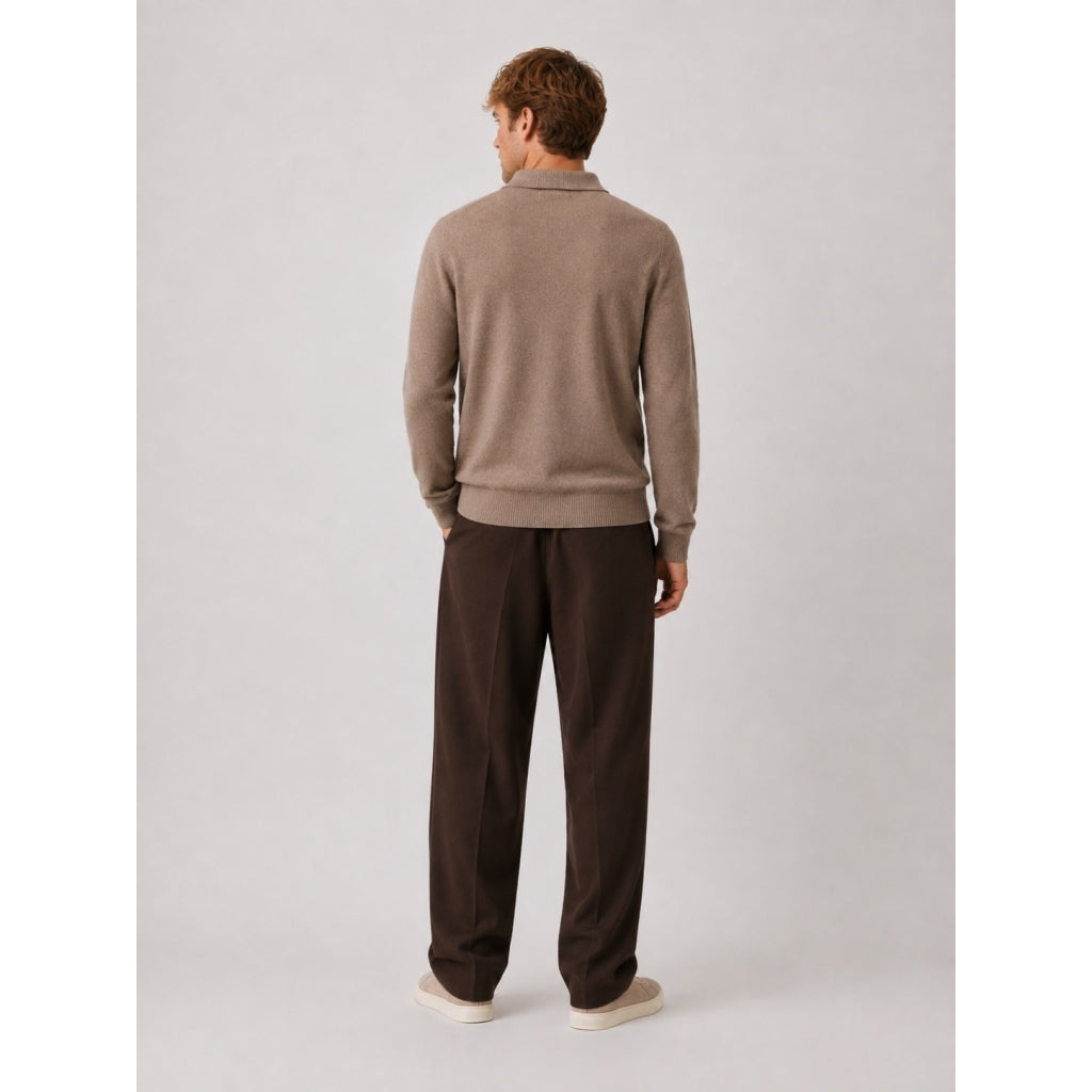 Merino Polo Knit - Brown Melange