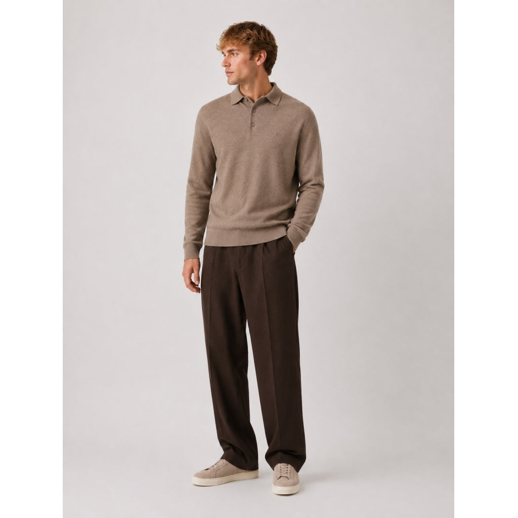 Merino Polo Knit - Brown Melange