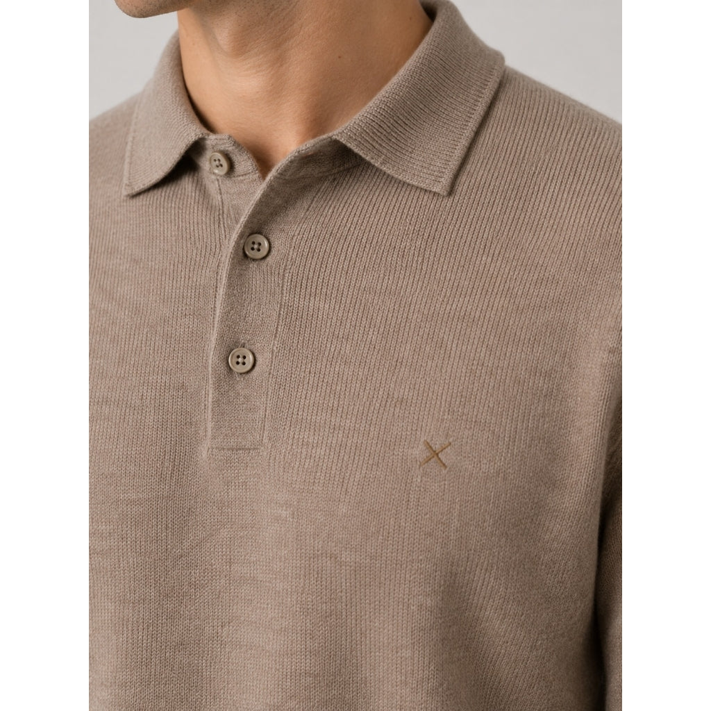 Merino Polo Knit - Brown Melange