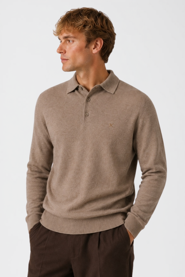 Merino Polo Knit - Brown Melange