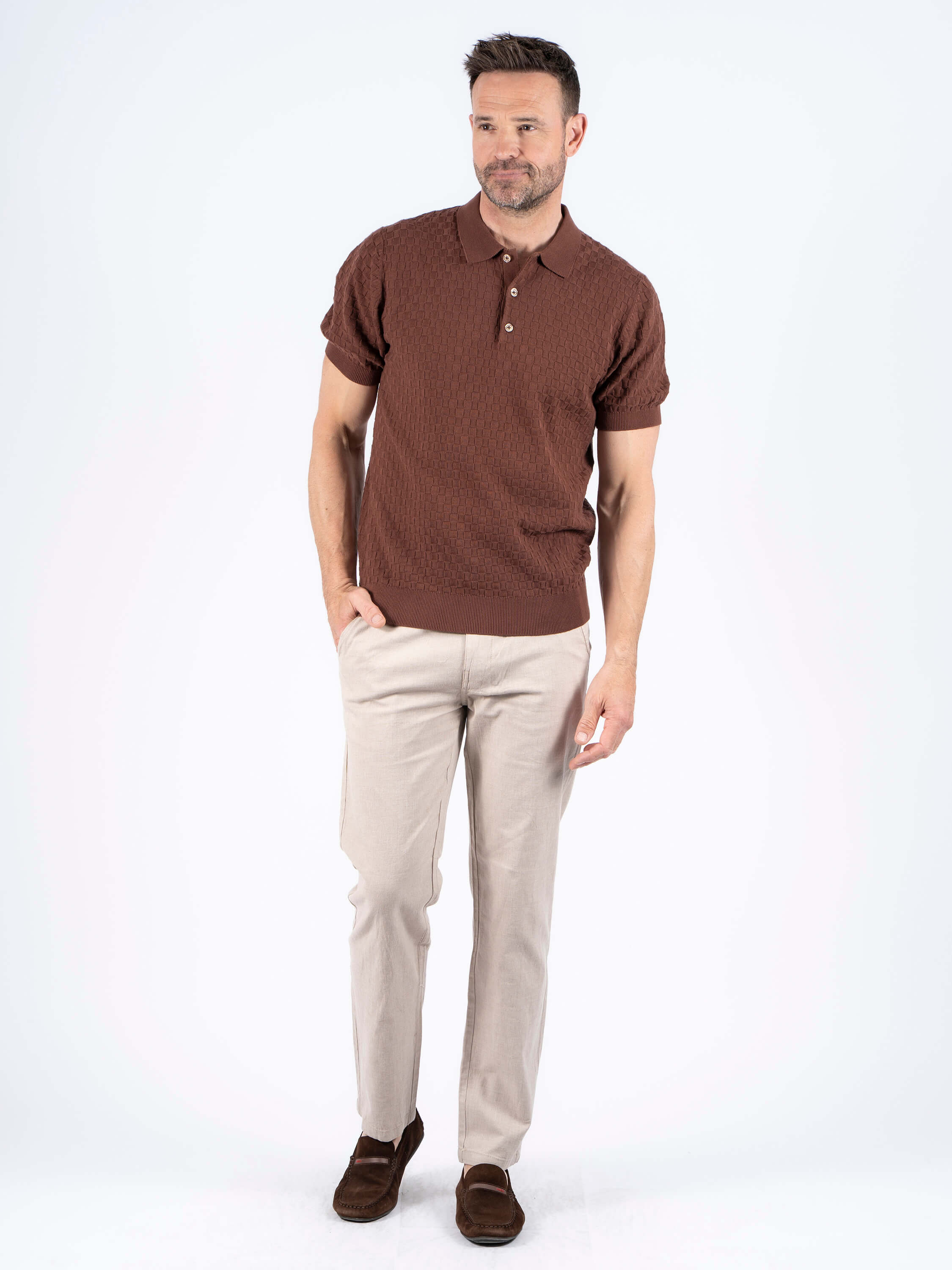 Charly prjónaður polobolur - Cappuccino - Daría