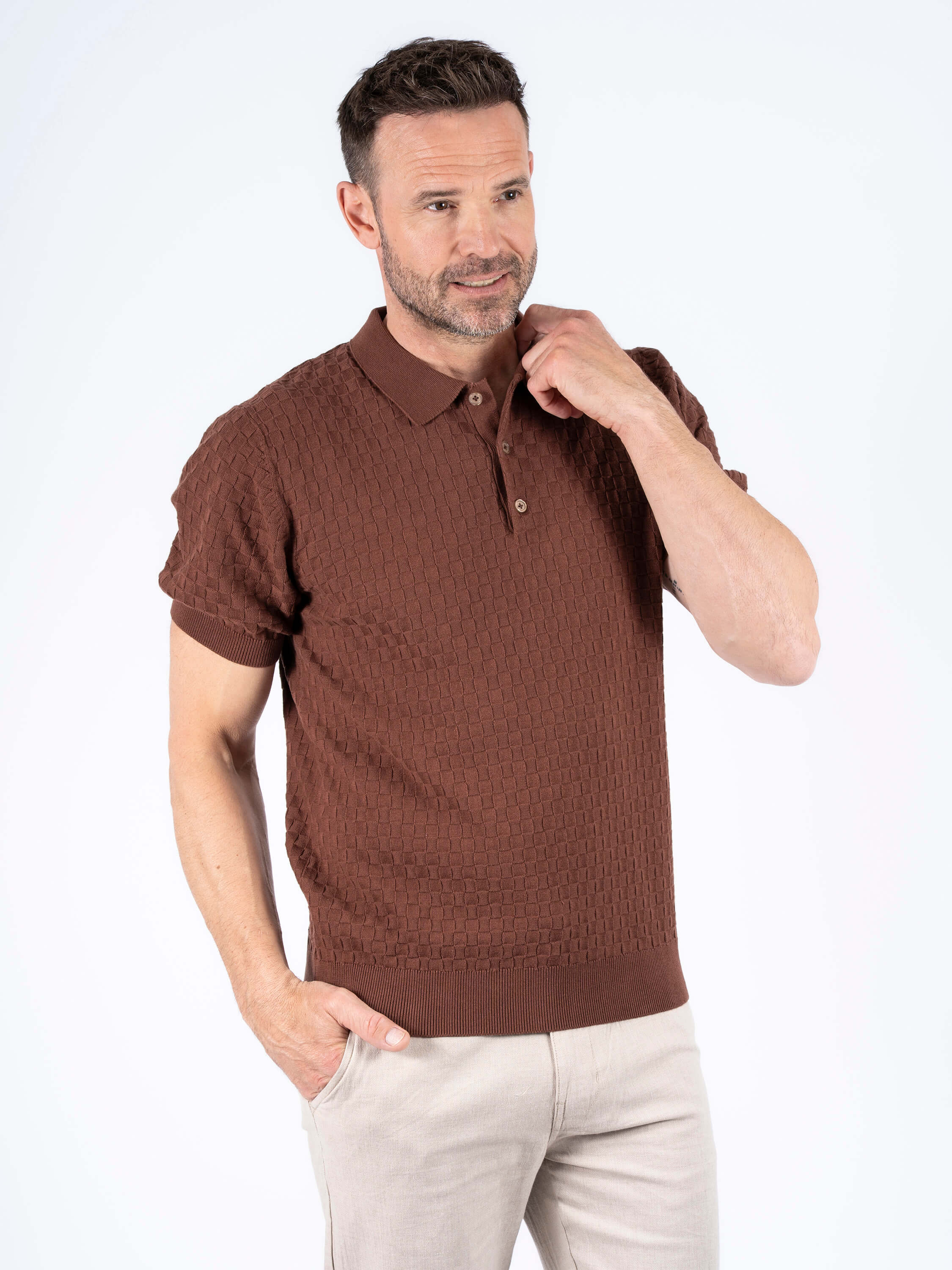 Charly prjónaður polobolur - Cappuccino - Daría