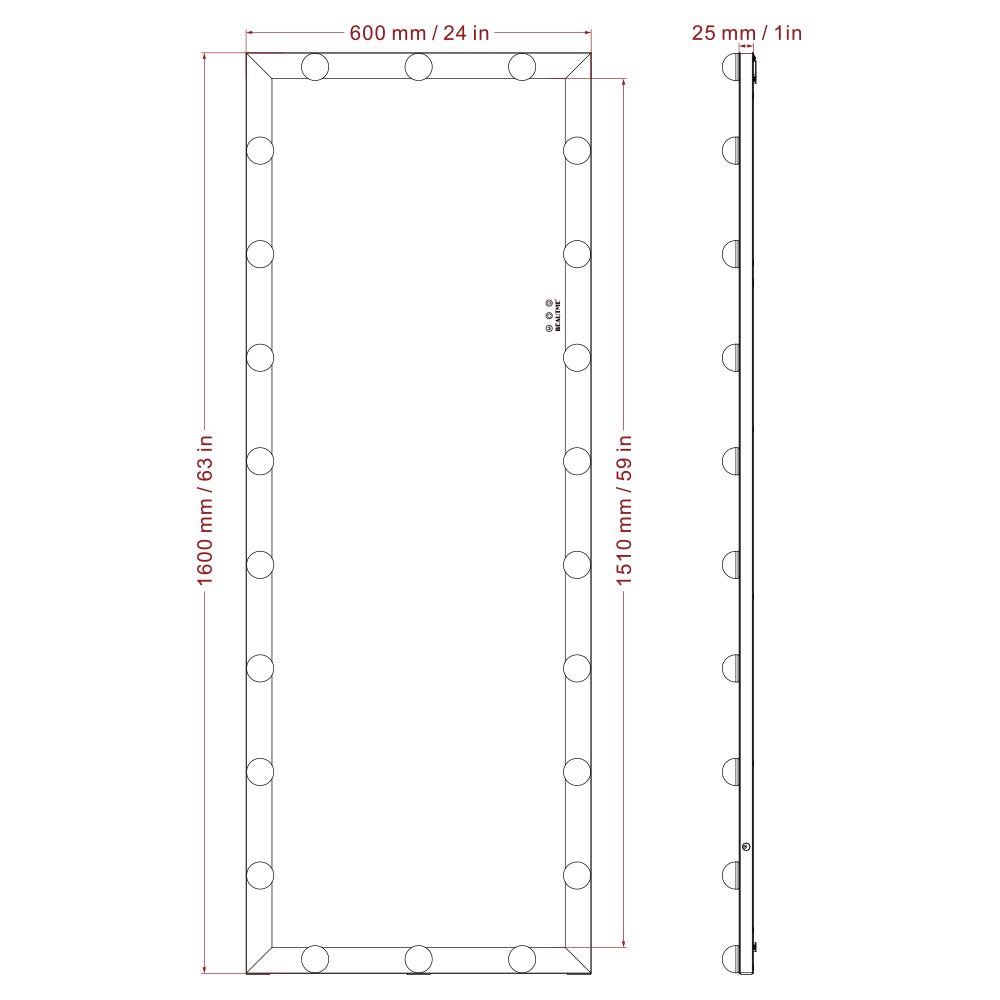 Milan Spegill 160X60 cm (Svartur)