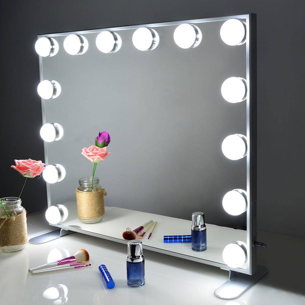 paris förðunarspegill með led ljósum-makeup spegill-silfur-hollywood spegill